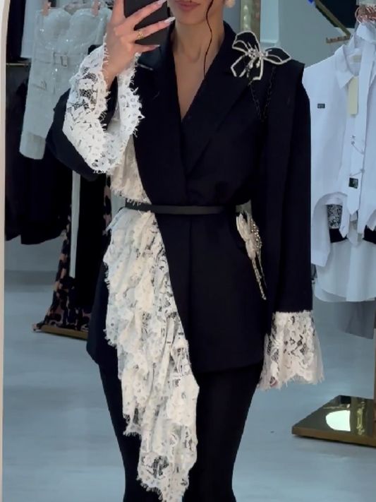 Lace Panel Suit Top