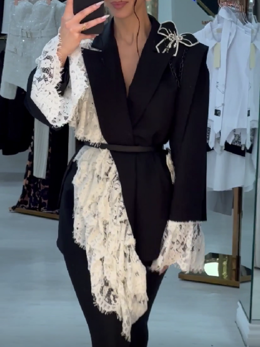 Lace Panel Suit Top
