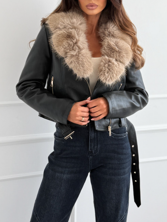 Plush Leather Biker Jacket(✔️Free Shipping)