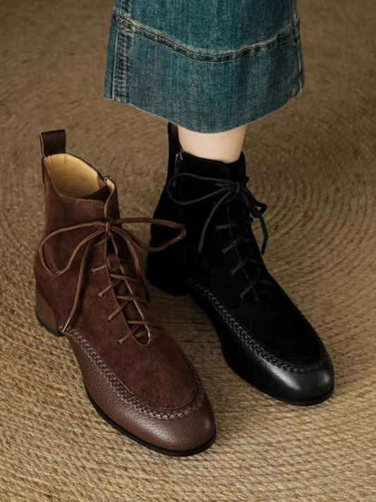 Retro Frosted Mid-heel Martin Boots