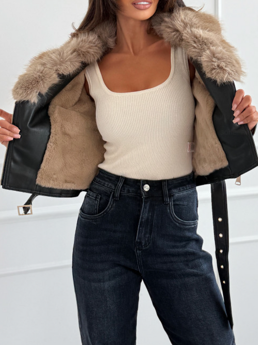 Plush Leather Biker Jacket(✔️Free Shipping)